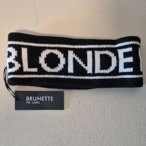 Brunette The Label Black & White 'BLONDE' Knit Headband